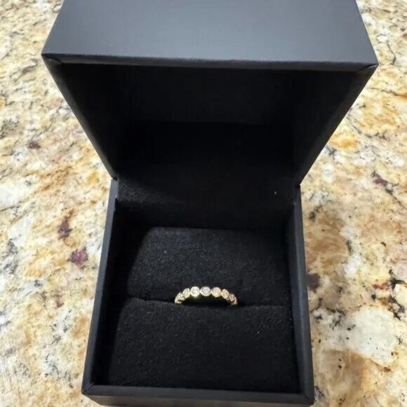 Zales 1/2 CT. T.W. Natural Diamond Bezel-Set Eternity Band in 14K Gold Size 4.5 - Picture 7 of 17